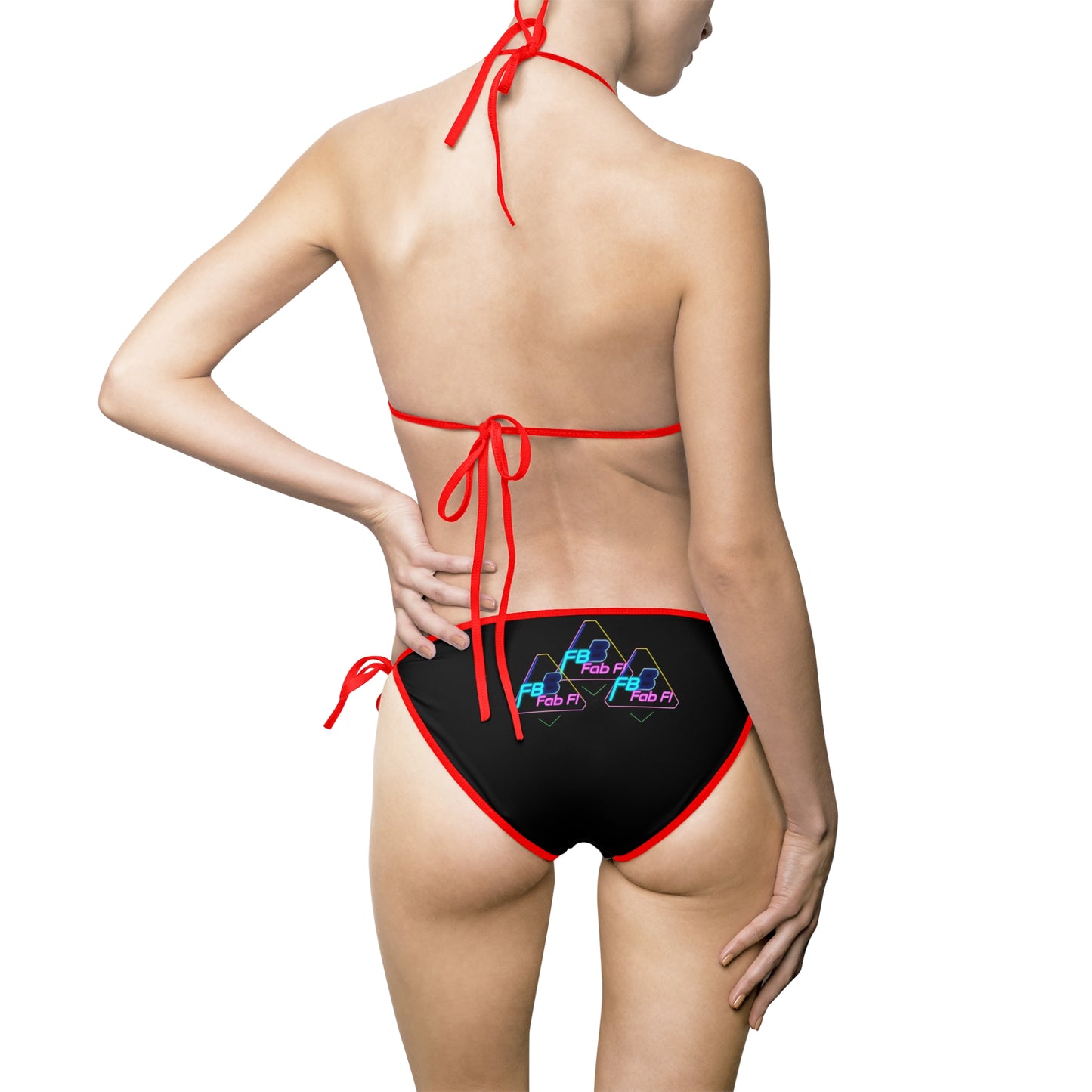 Neon 'Fab AF' Triangle Bikini — Women's Tie-Side Swimsuit