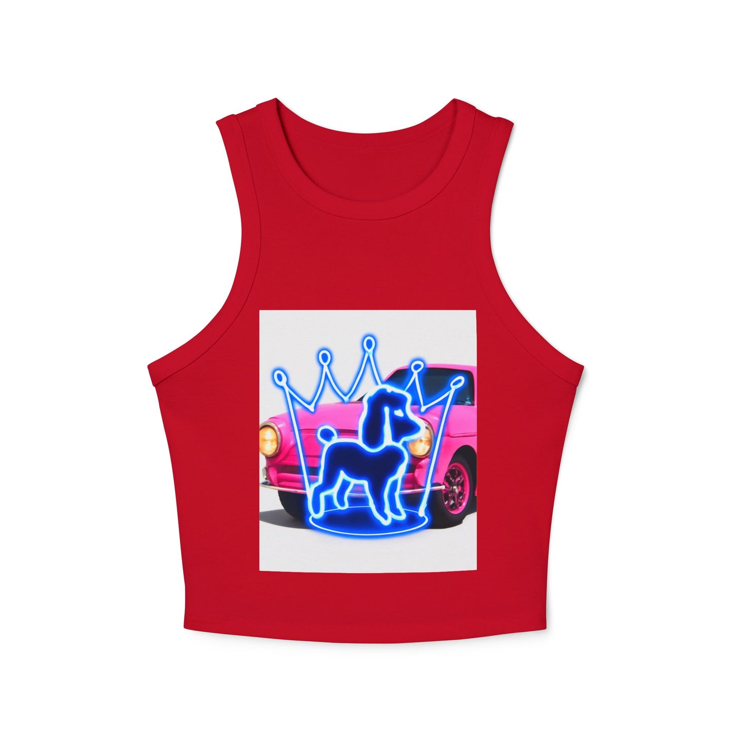 Neon Crowned Dog Racer Tank Top | Women's Casual Wear, Summer Clothing, Beach Gear, Animal Lover Gift, Fashion Statement