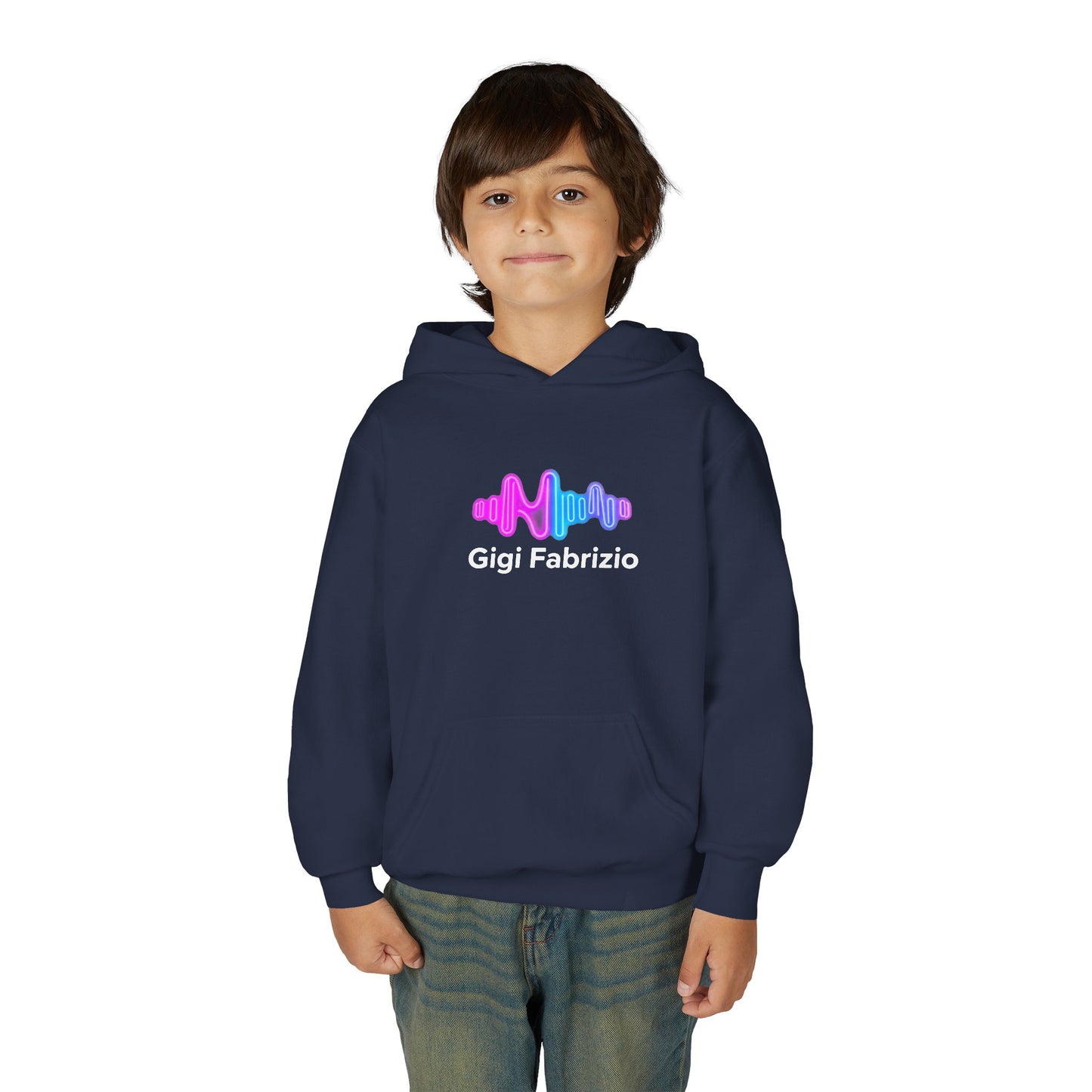 Youth Hoodie with Pastel Soundwave & FBF Back Print – Cute Music Graphic Pullover