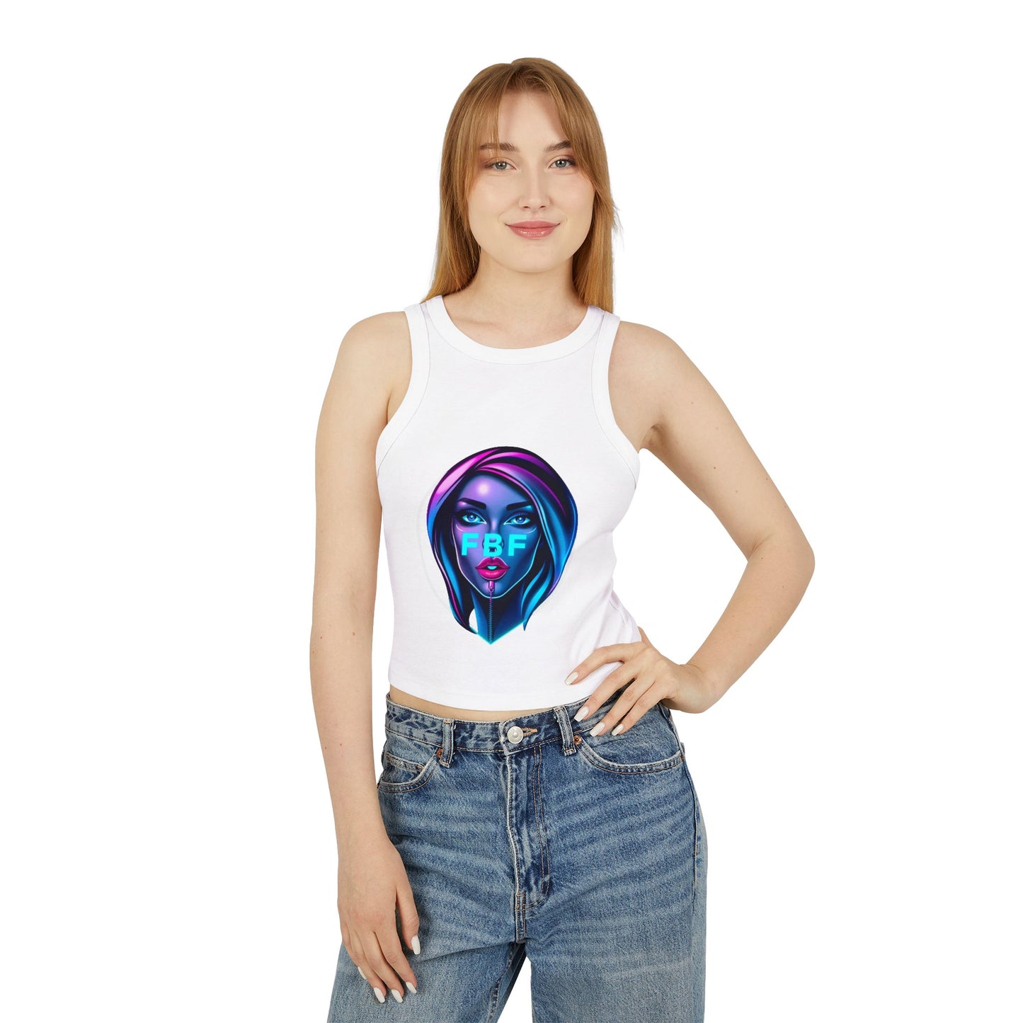 Futuristic Chic Racer Tank Top | Stylish Sleeveless Top for Summer | Perfect for Festivals, Parties, Casual Wear, Gifts