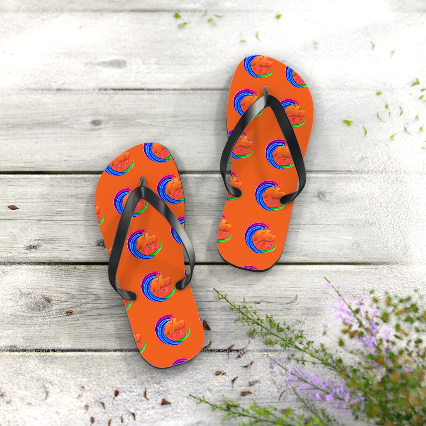 Tropical Abstract Flip Flops — Bright Orange Sunset Beach Sandals