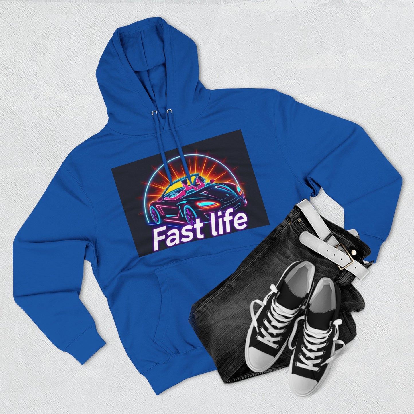Fast Life Fleece Hoodie for Car Enthusiasts