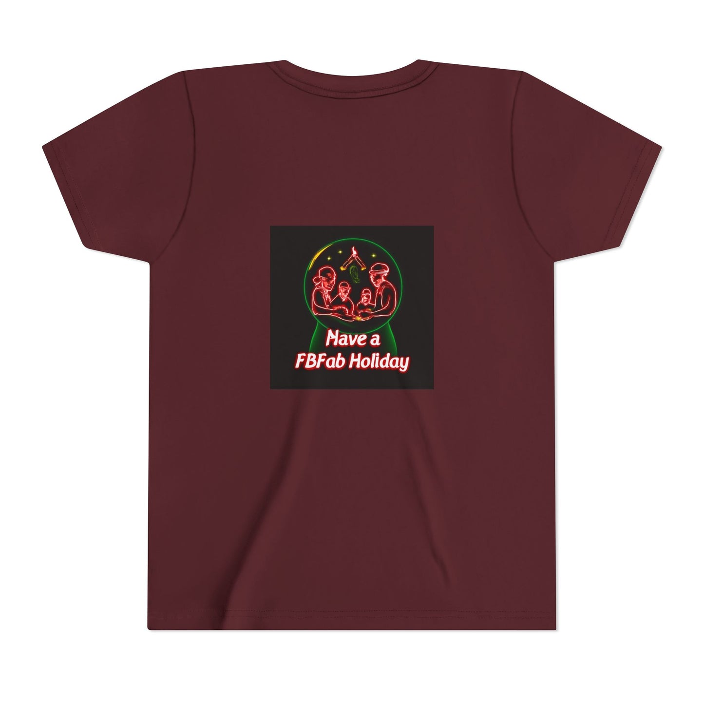Youth Christmas Short Sleeve Tee, Holiday Tee, Xmas Gift for Kids, Fun Tee for Celebrations, Winter Festive Shirt