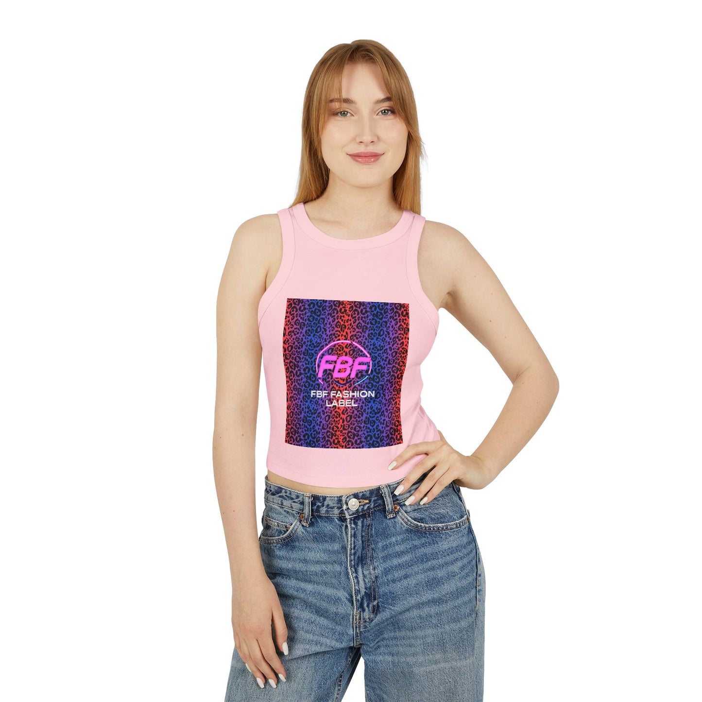 Pink FBF Women's Micro Rib Racer Tank Top