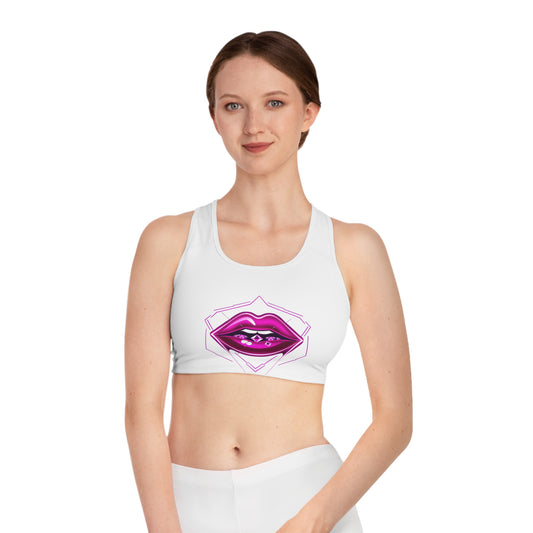 Lip Art Sports Bra - Trendy Activewear, Workout Top, Yoga Bra, Fitness Apparel, Gifts for Her