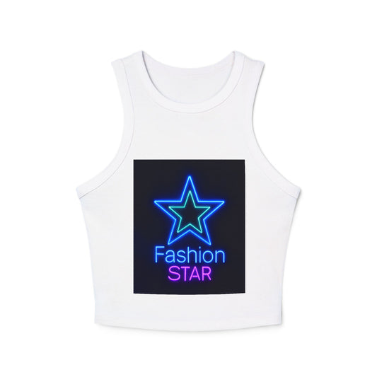 Fashion Star Racer Tank Top | Women's Crop Top, Trendy Summer Shirt, Casual Wear, Stylish Workout Top, Gift for Her