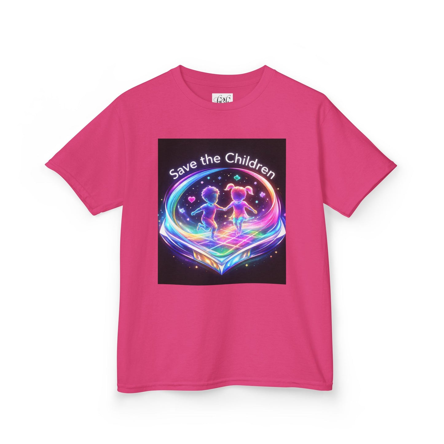 Kids Tee — 'Save the Children' Neon Rainbow Charity Design