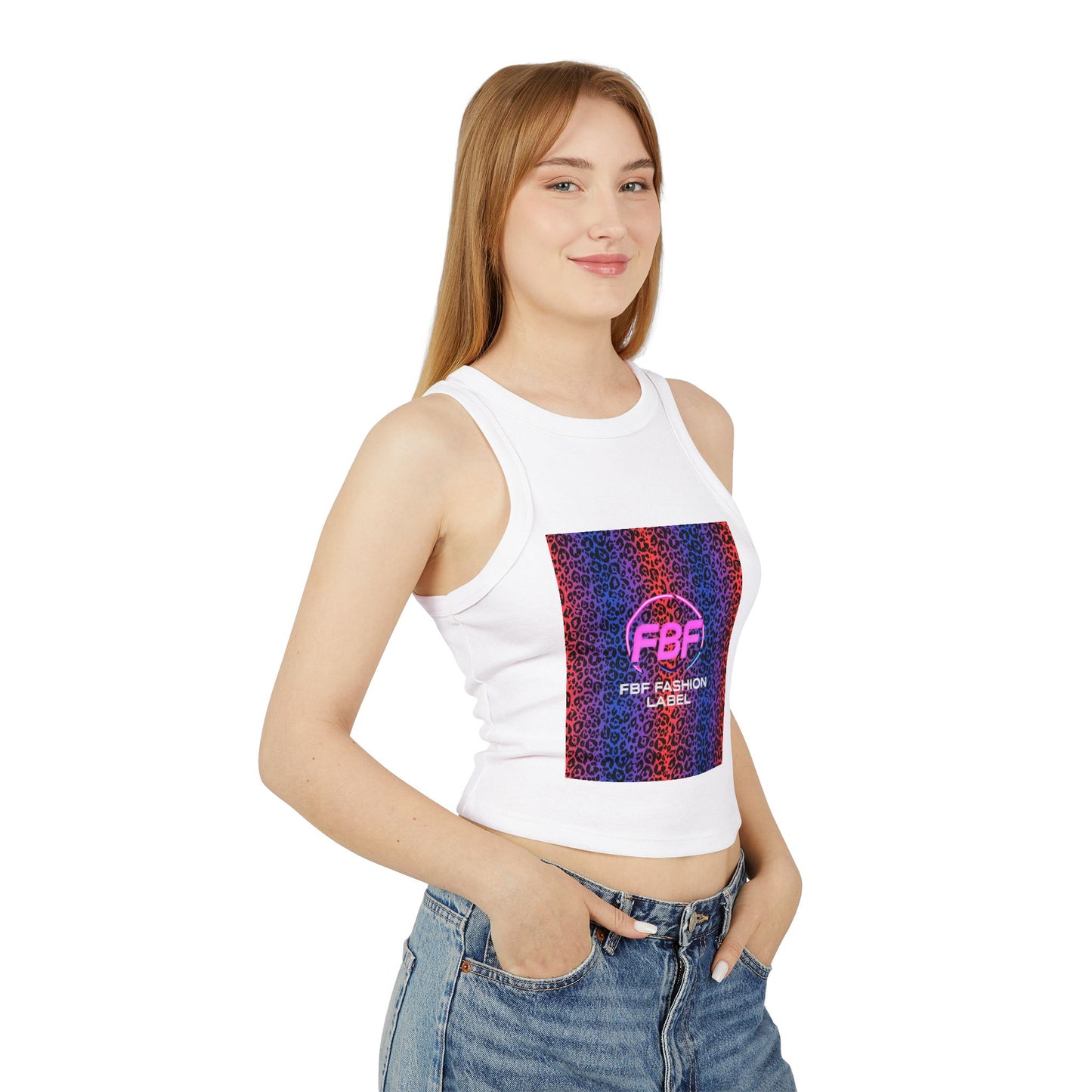 Pink FBF Women's Micro Rib Racer Tank Top