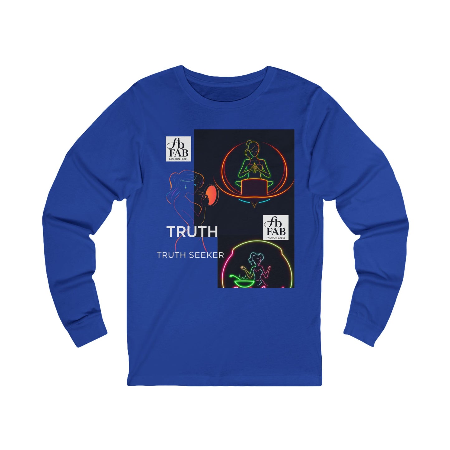 Neon Truth Long Sleeve Tee — Artistic Line-Drawn Figure Shirt