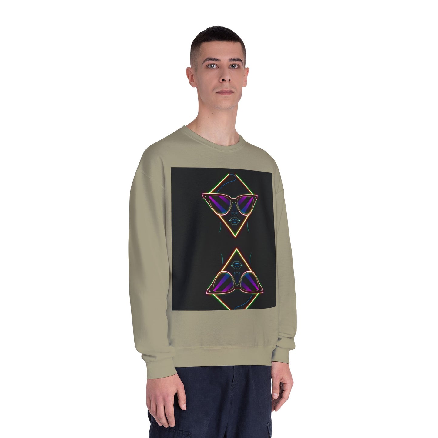 Retro Vibes Crewneck Sweatshirt with Sunglasses Design