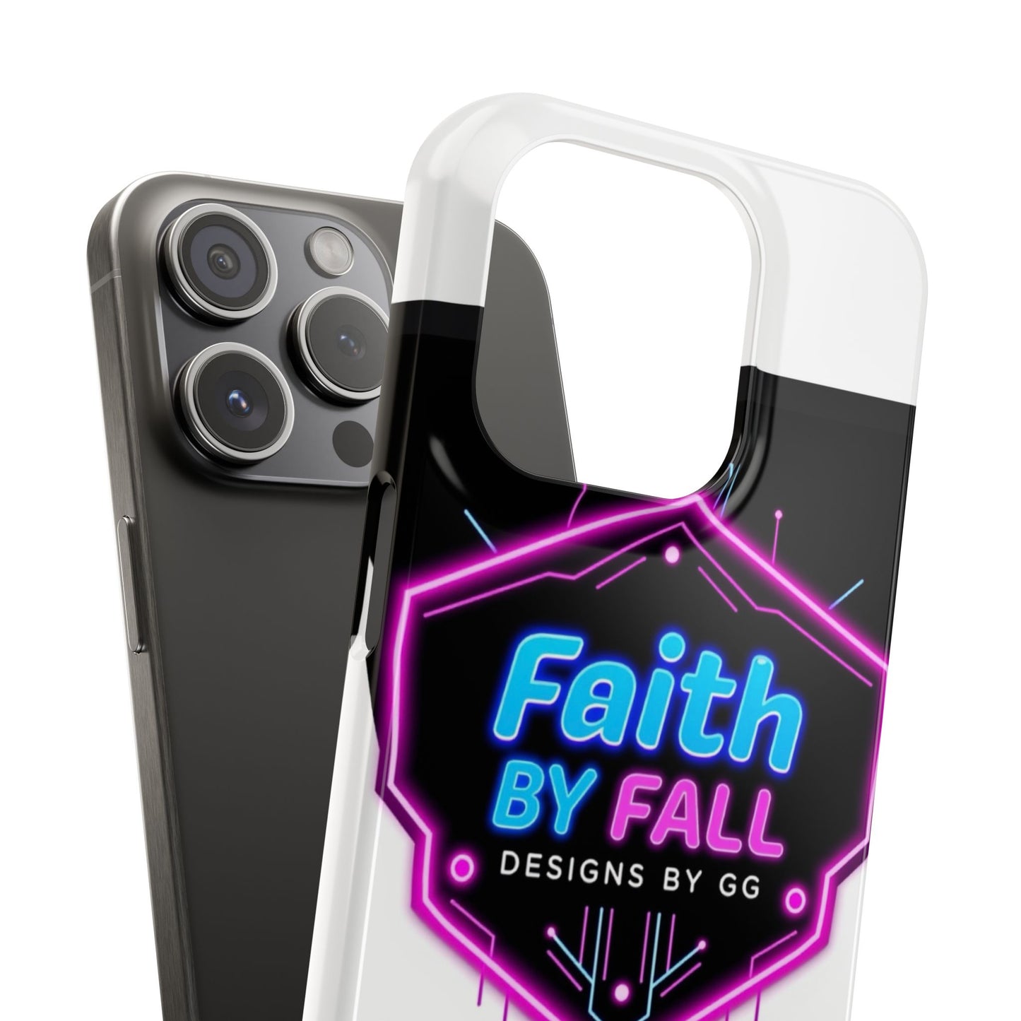 Faith by Fall Slim Phone Case - Neon Design for Tech Enthusiasts
