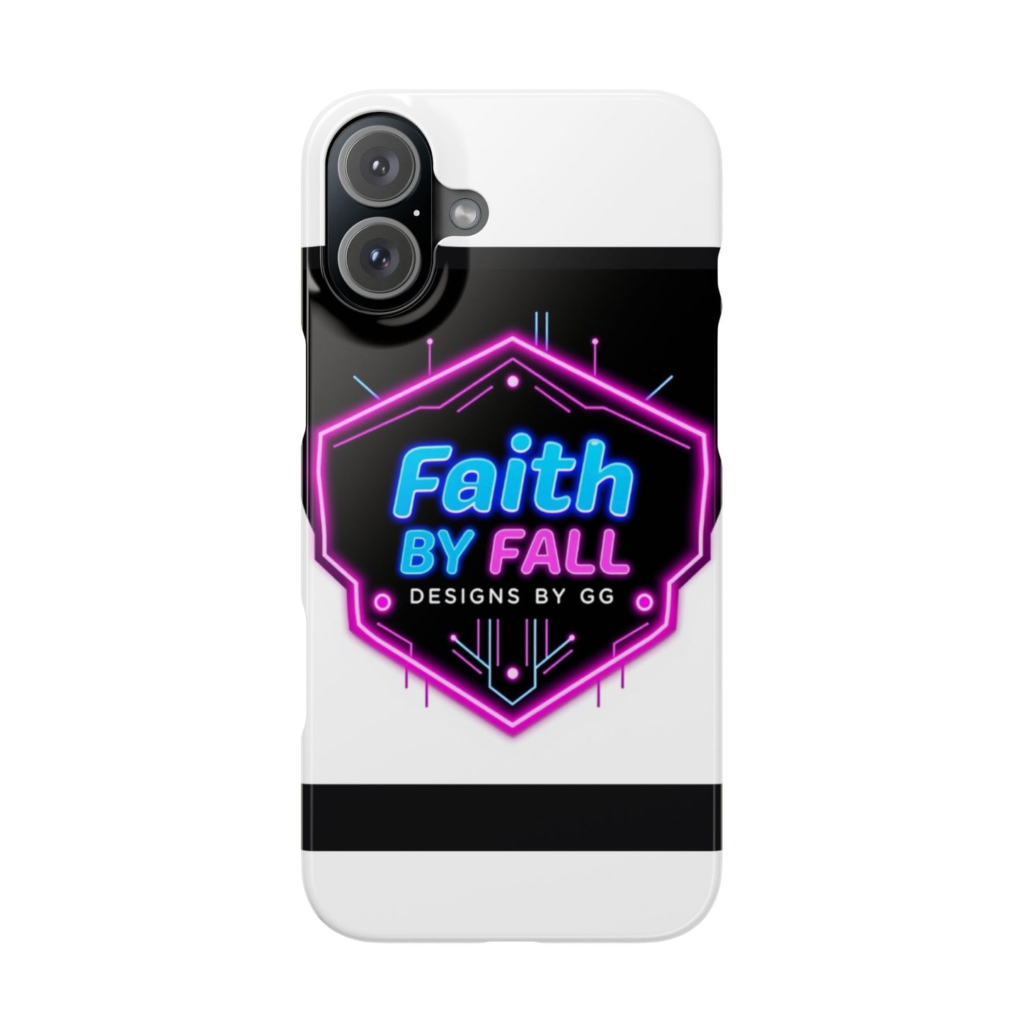 Faith by Fall Slim Phone Case - Neon Design for Tech Enthusiasts