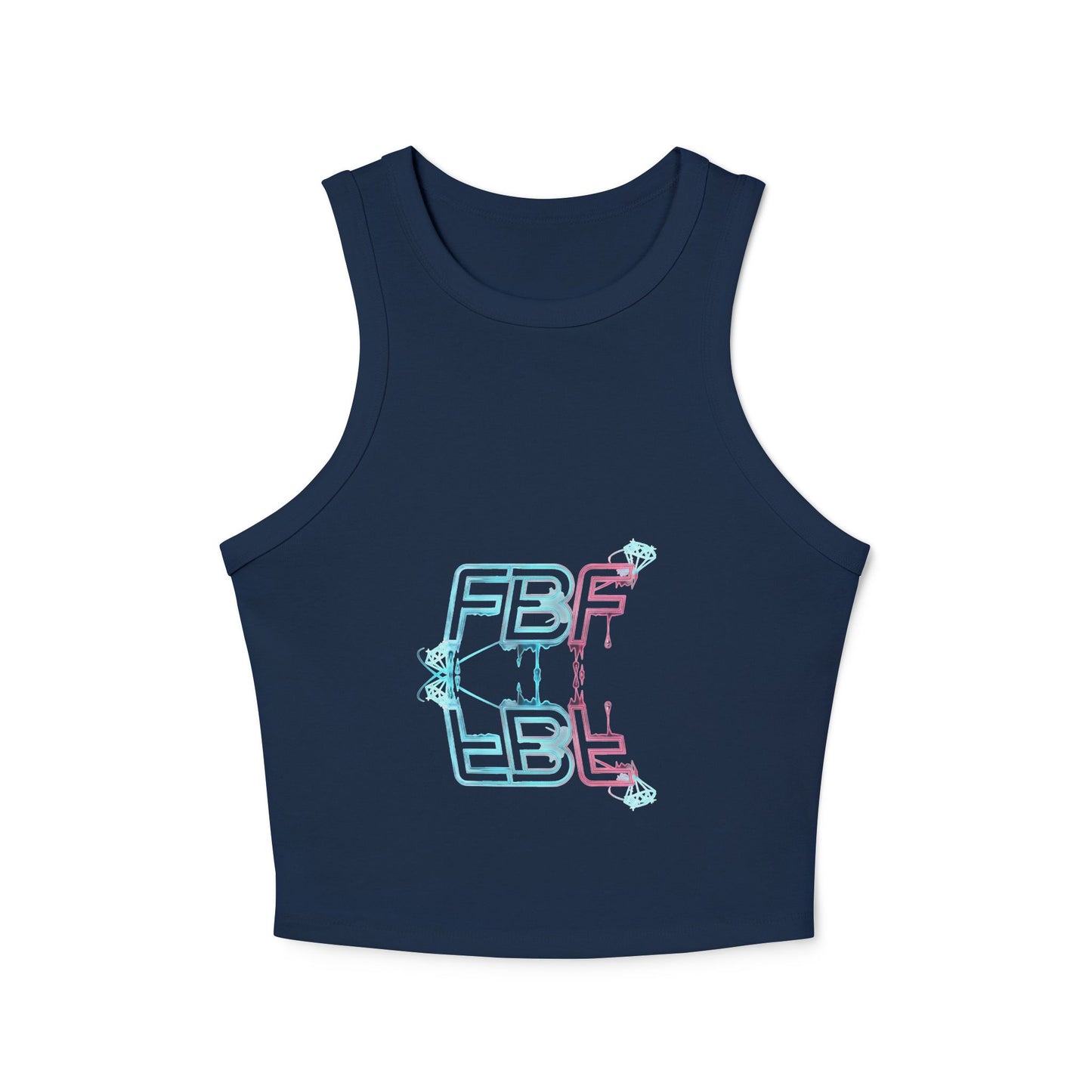 Racer Tank Top — Pastel Drip 'FBF' Bubble Graphic
