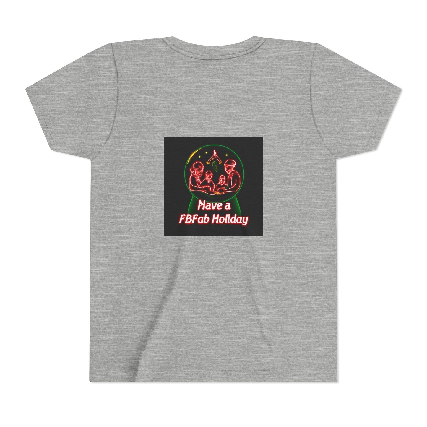 Youth Christmas Short Sleeve Tee, Holiday Tee, Xmas Gift for Kids, Fun Tee for Celebrations, Winter Festive Shirt