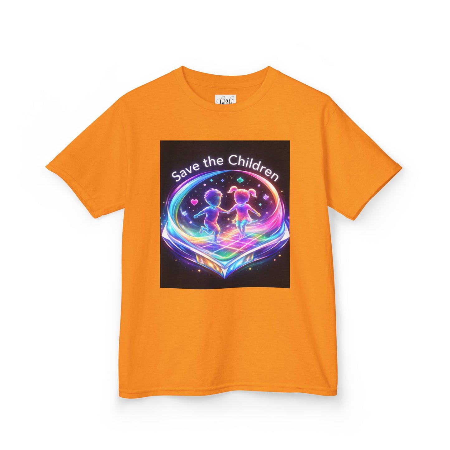 Kids Tee — 'Save the Children' Neon Rainbow Charity Design