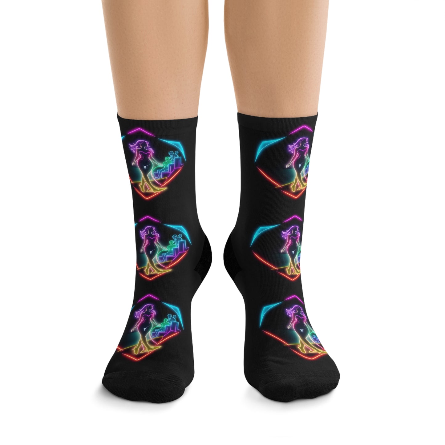 Neon Mermaid Heart Socks — Recycled Poly Crew Socks