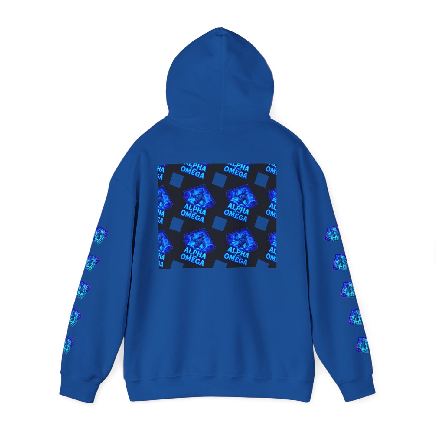 Alpha is the Omega Graphic Hoodie — Blue Retro Logo Pullover