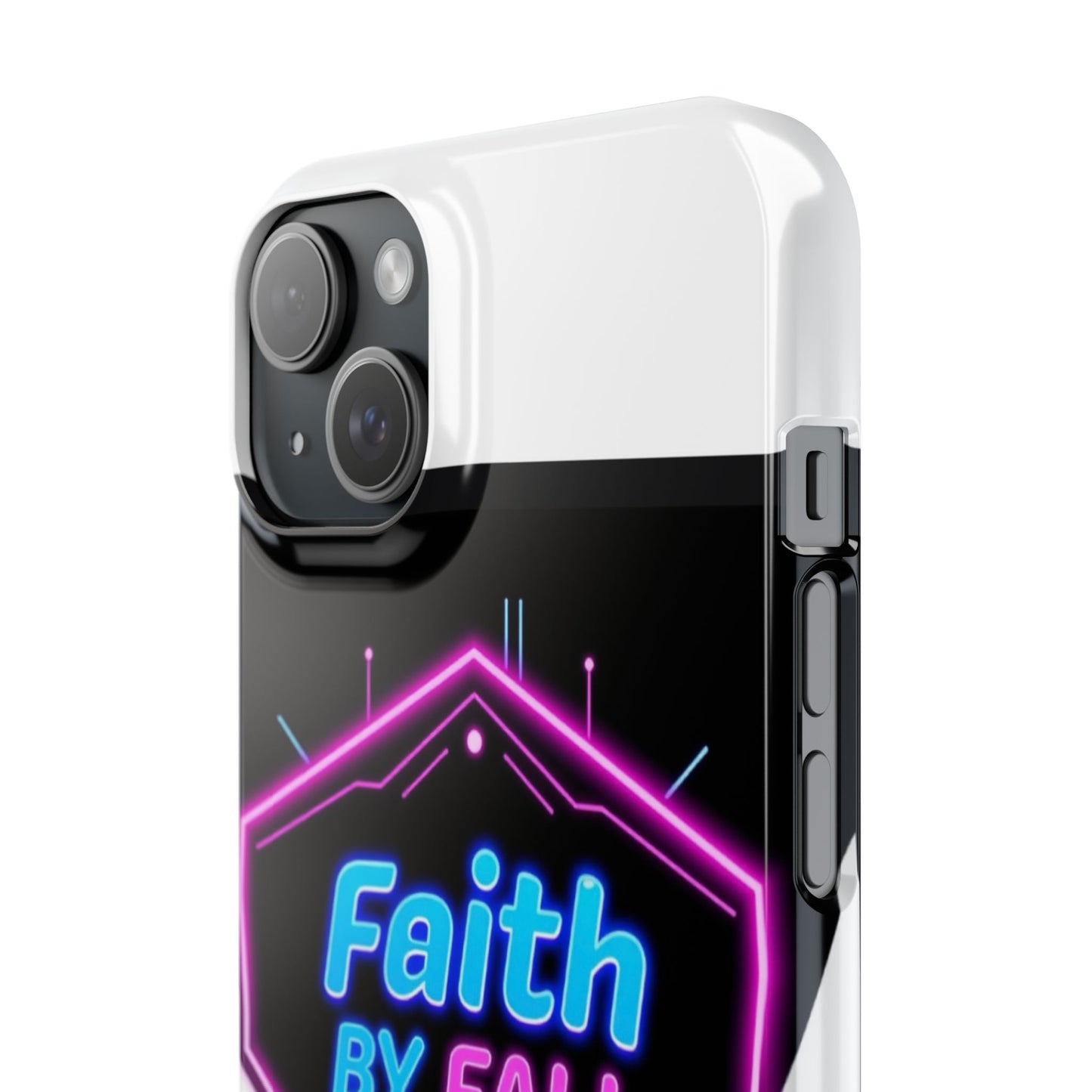 Faith by Fall Slim Phone Case - Neon Design for Tech Enthusiasts