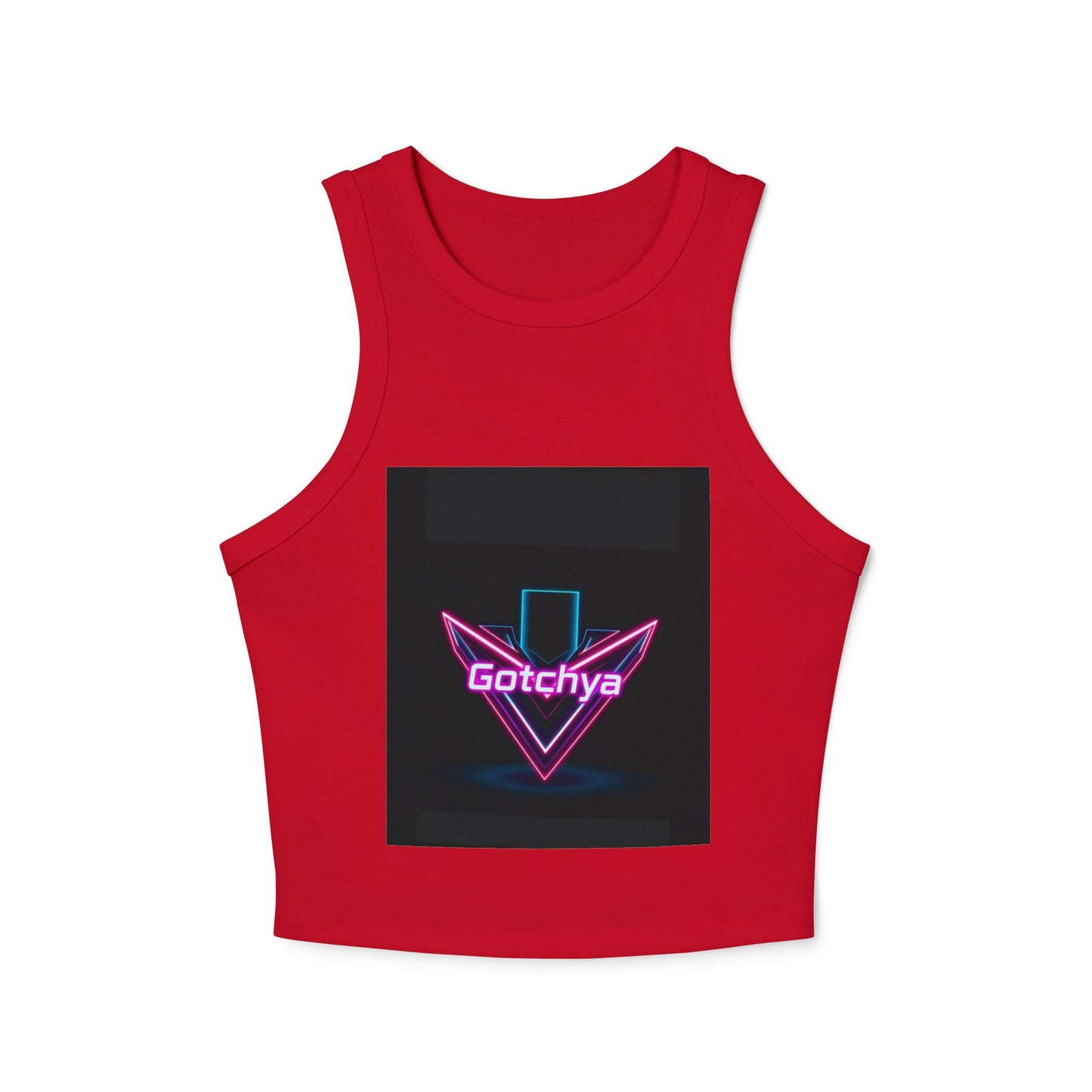 Gotchya Women's Micro Rib Racer Tank Top, Retro Crop Top, Festival Wear, Summer Essential, Workout Shirt, Graphic Tee