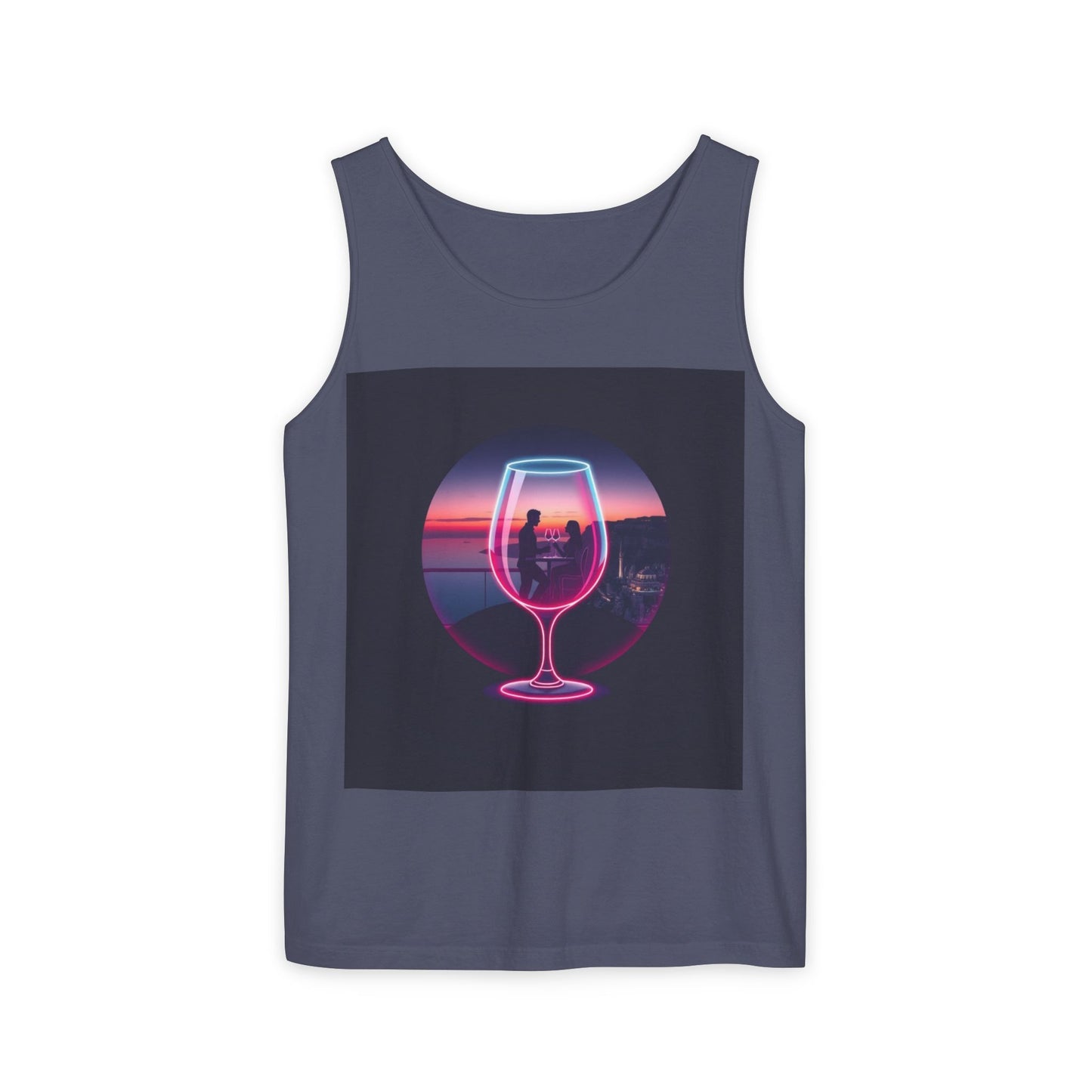 Sunset Vibes Tank Top, Casual Summer Wear, Beach Apparel, Wine Lover Gift, Travel Fashion