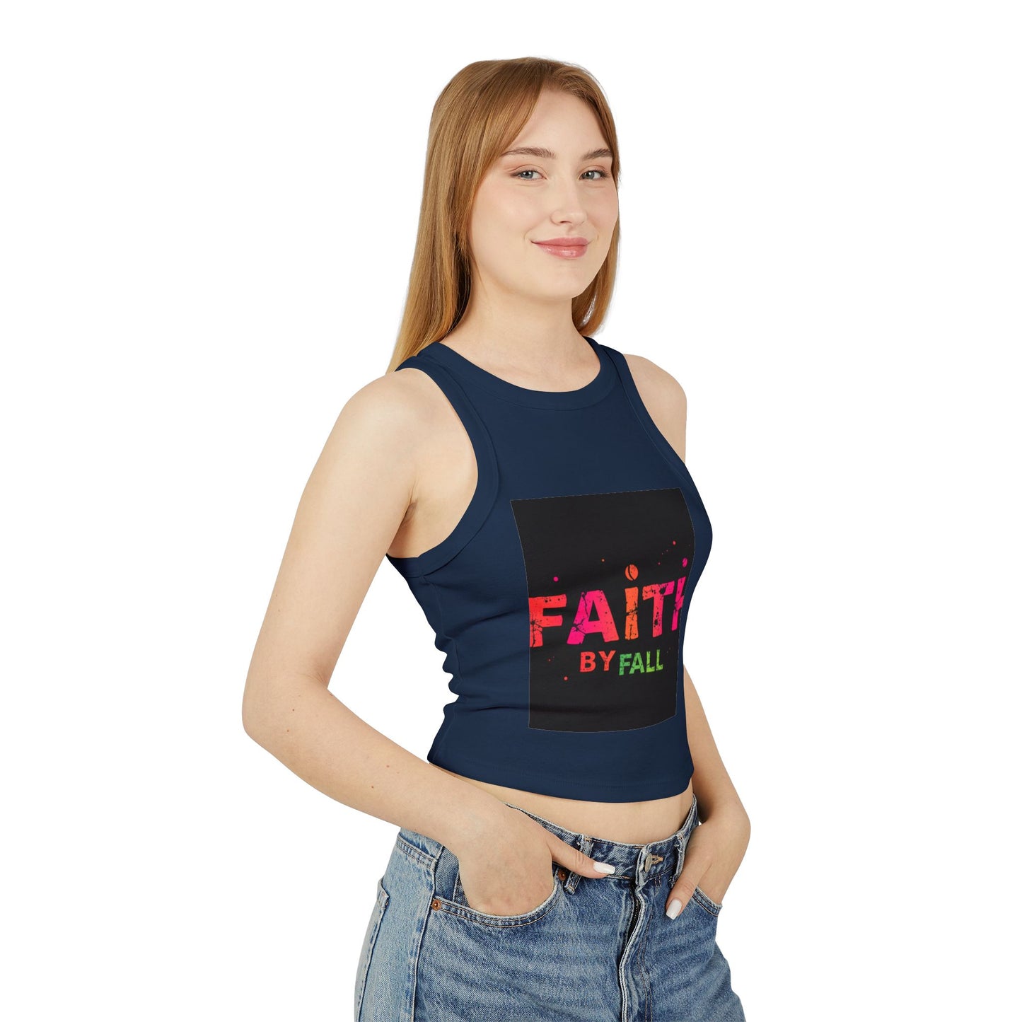Women's Micro Rib Racer Tank Top - Faith by Fall Design, Casual Summer Wear, Fitness Top, Gift for Her, Trendy Fashion