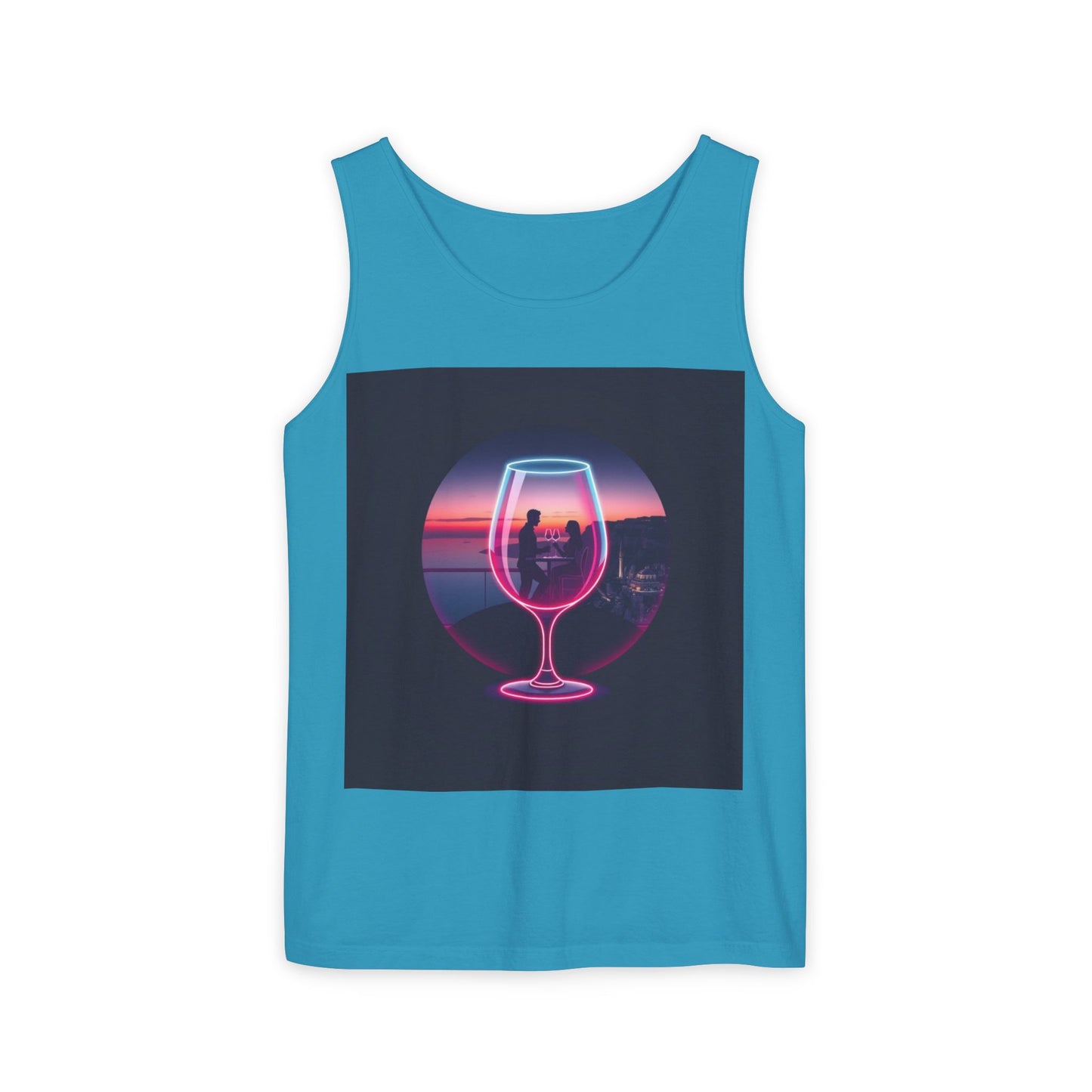 Sunset Vibes Tank Top, Casual Summer Wear, Beach Apparel, Wine Lover Gift, Travel Fashion