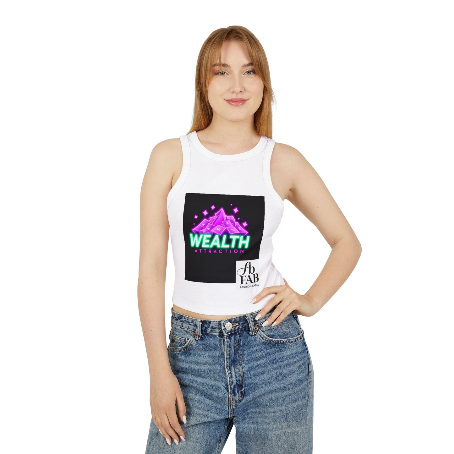 Wealth Attraction Racer Tank Top | Motivational Workout Top, Fitness Clothing, Gift for Her, Summer Essential, Self-Care Apparel