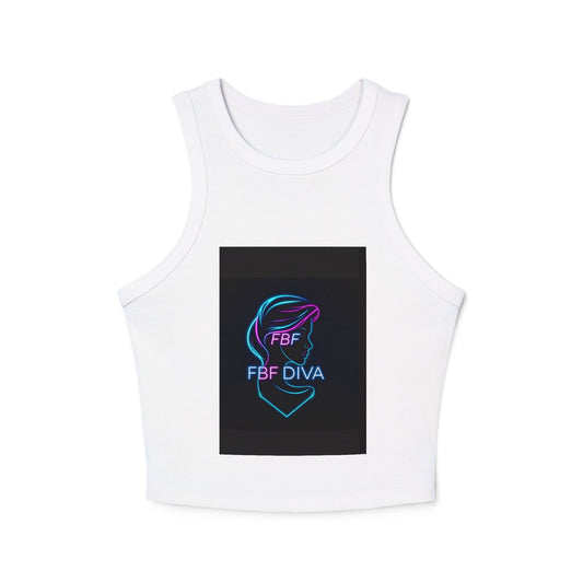 FBF Diva Women's Micro Rib Racer Tank Top | Stylish Crop Top for Summer, Party Wear, Workout, Gifts, Everyday Fashion