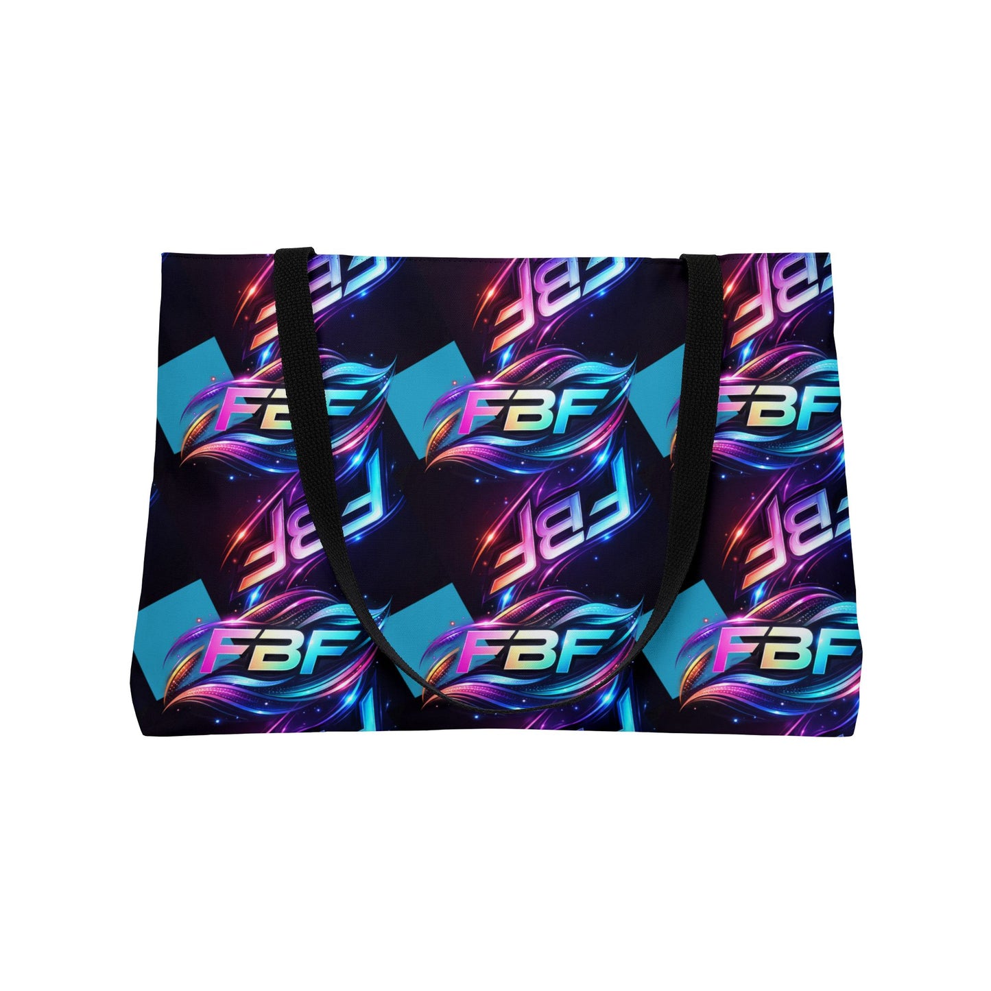 Weekender Tote Bag — Neon FBF Logo Pattern Travel Beach Tote