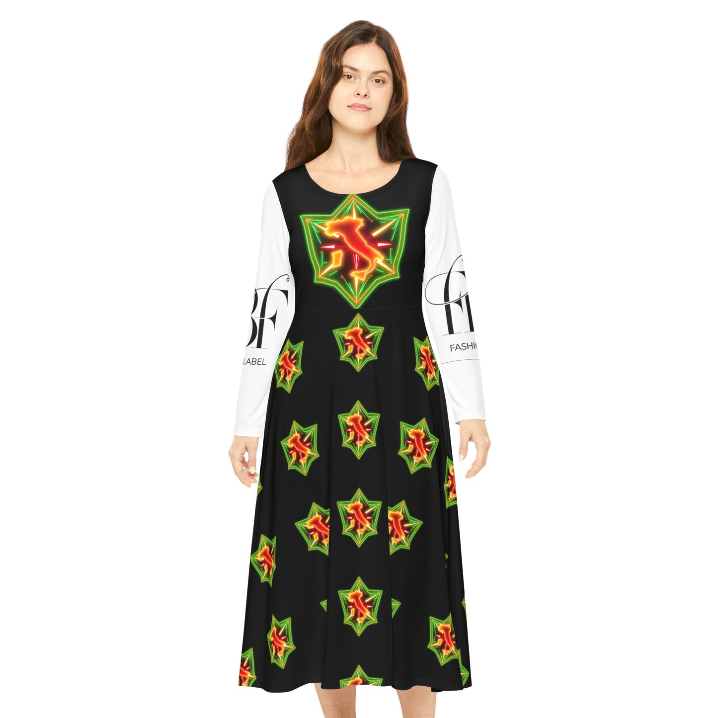 Vibrant Women's Long Sleeve Dance Dress, Bohemian Style Dress, Unique Dancewear, Festival Dress, Party Outfit, Gift for Dancers, [...]