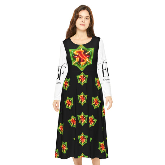 Vibrant Women's Long Sleeve Dance Dress, Bohemian Style Dress, Unique Dancewear, Festival Dress, Party Outfit, Gift for Dancers, [...]