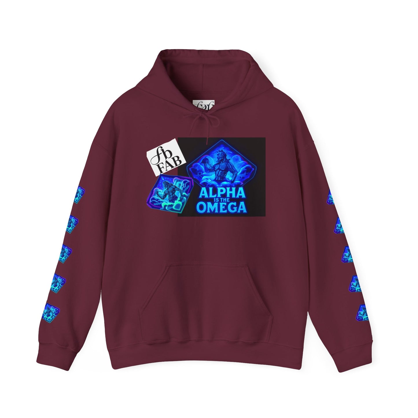 Alpha is the Omega Graphic Hoodie — Blue Retro Logo Pullover