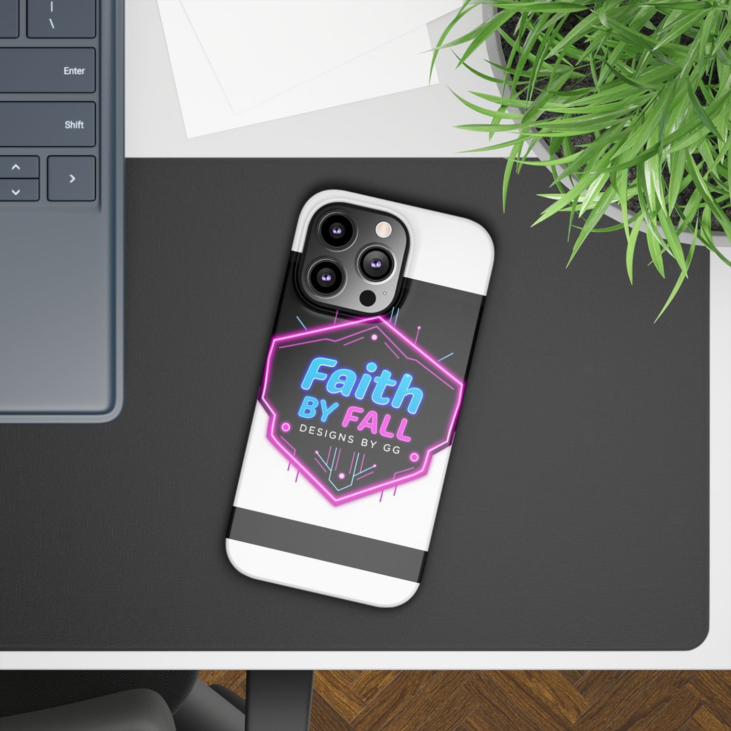 Faith by Fall Slim Phone Case - Neon Design for Tech Enthusiasts