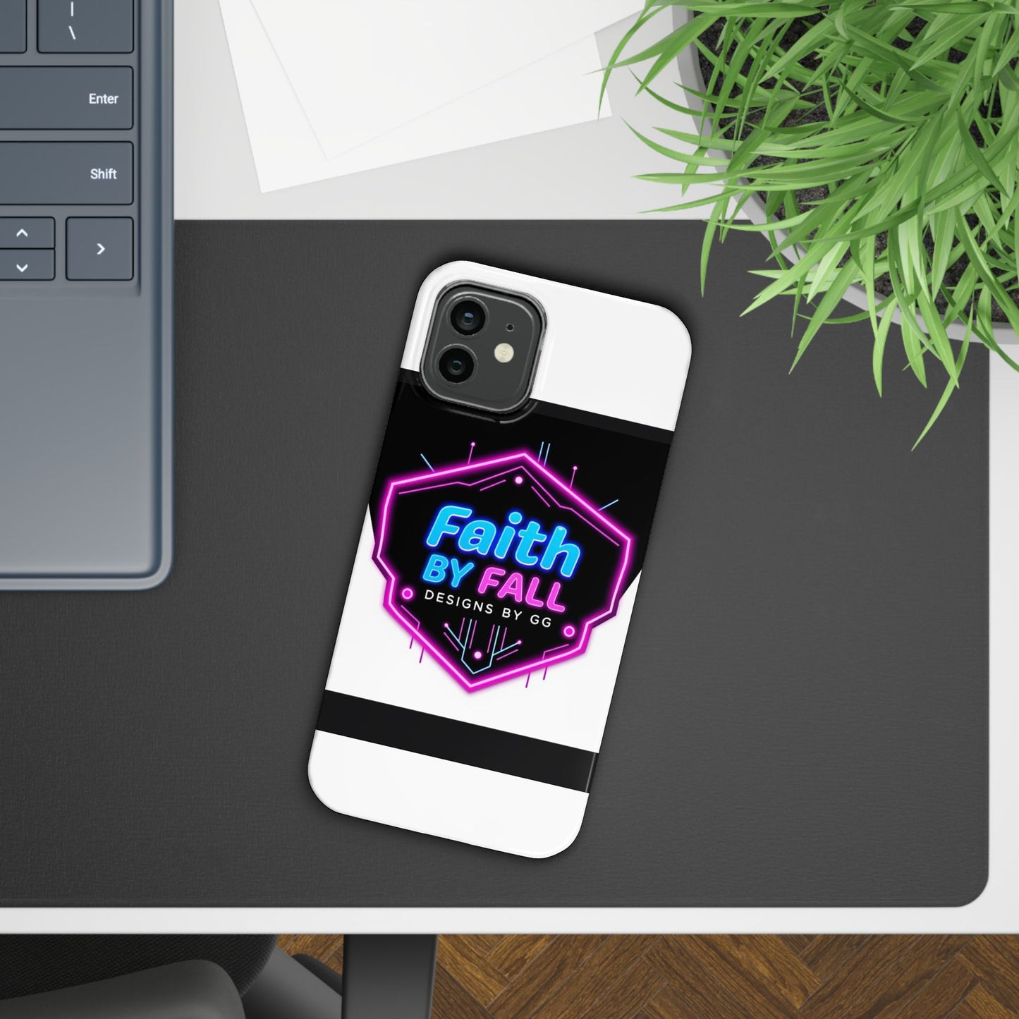 Faith by Fall Slim Phone Case - Neon Design for Tech Enthusiasts