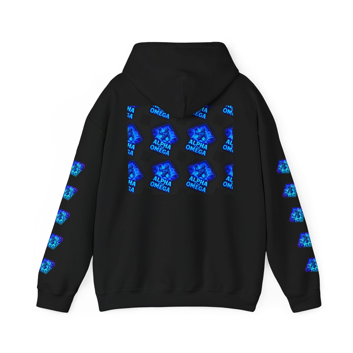 Alpha is the Omega Graphic Hoodie — Blue Retro Logo Pullover