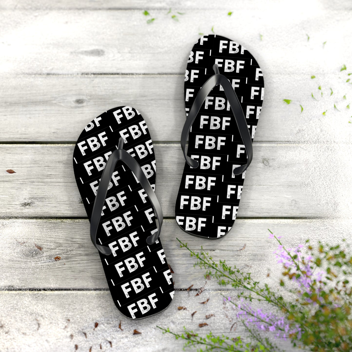Trendy Flip Flops with FBF Print - Summer Vacation Footwear, Beach Wear, Casual Sandals, Gift for Sun Lovers, Stylish Pool Slides