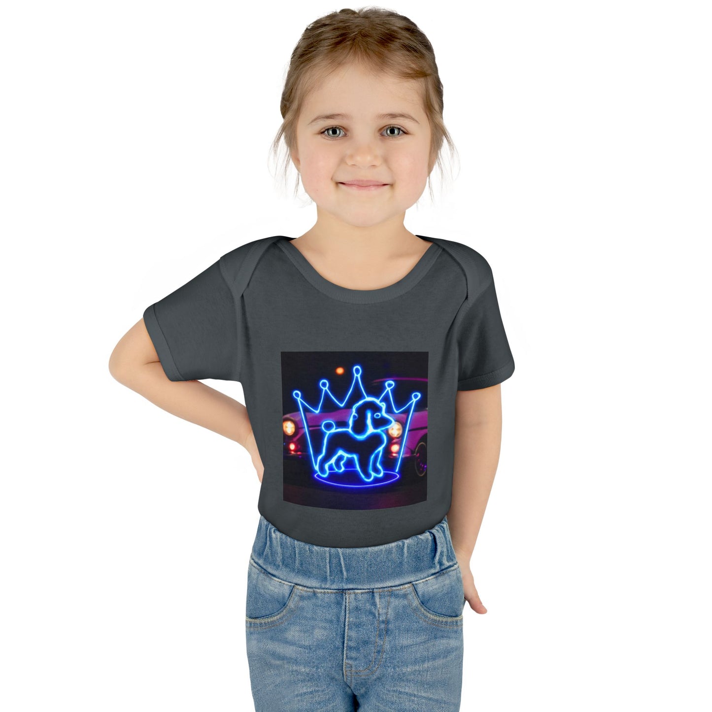 Neon Dog Crown Baby Bodysuit, Cute Infant Outfit, Baby Shower Gift, Newborn Clothes, Pet Lover Apparel, Birthday Gift for Baby