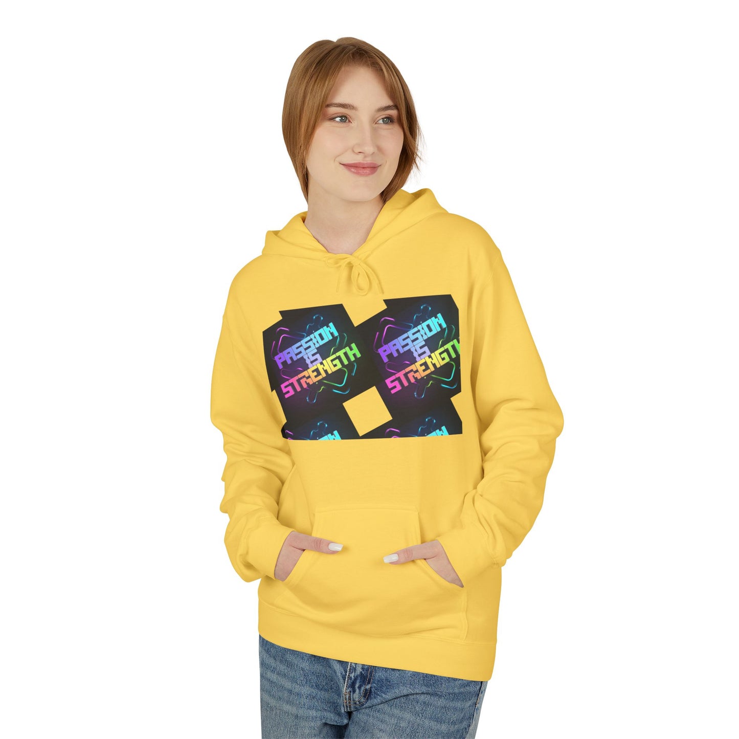 Passion is Strength Graphic Hoodie — Retro Rainbow Tombstone Design