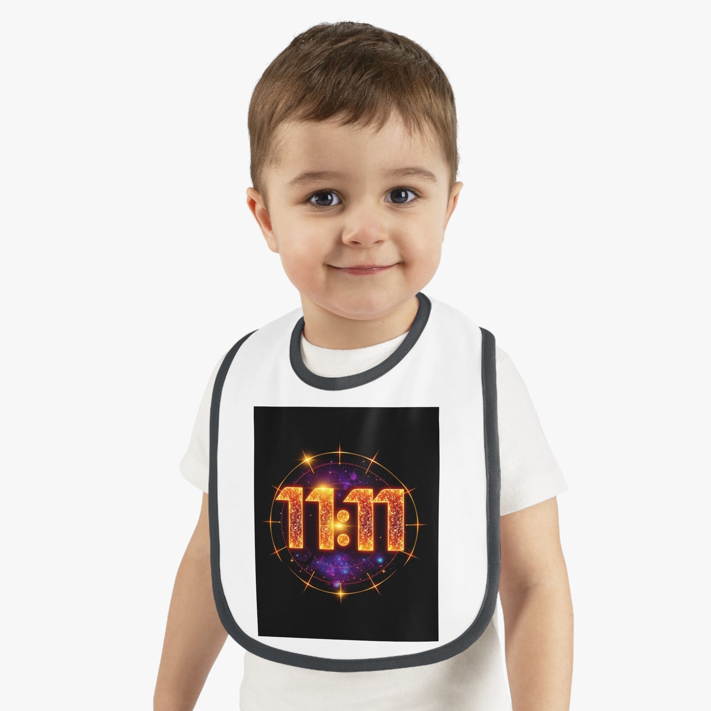 Sparkly 11:11 Baby Bib - Cute Gift for Newborns, Baby Shower, Birthday, Snacks & Meal Time
