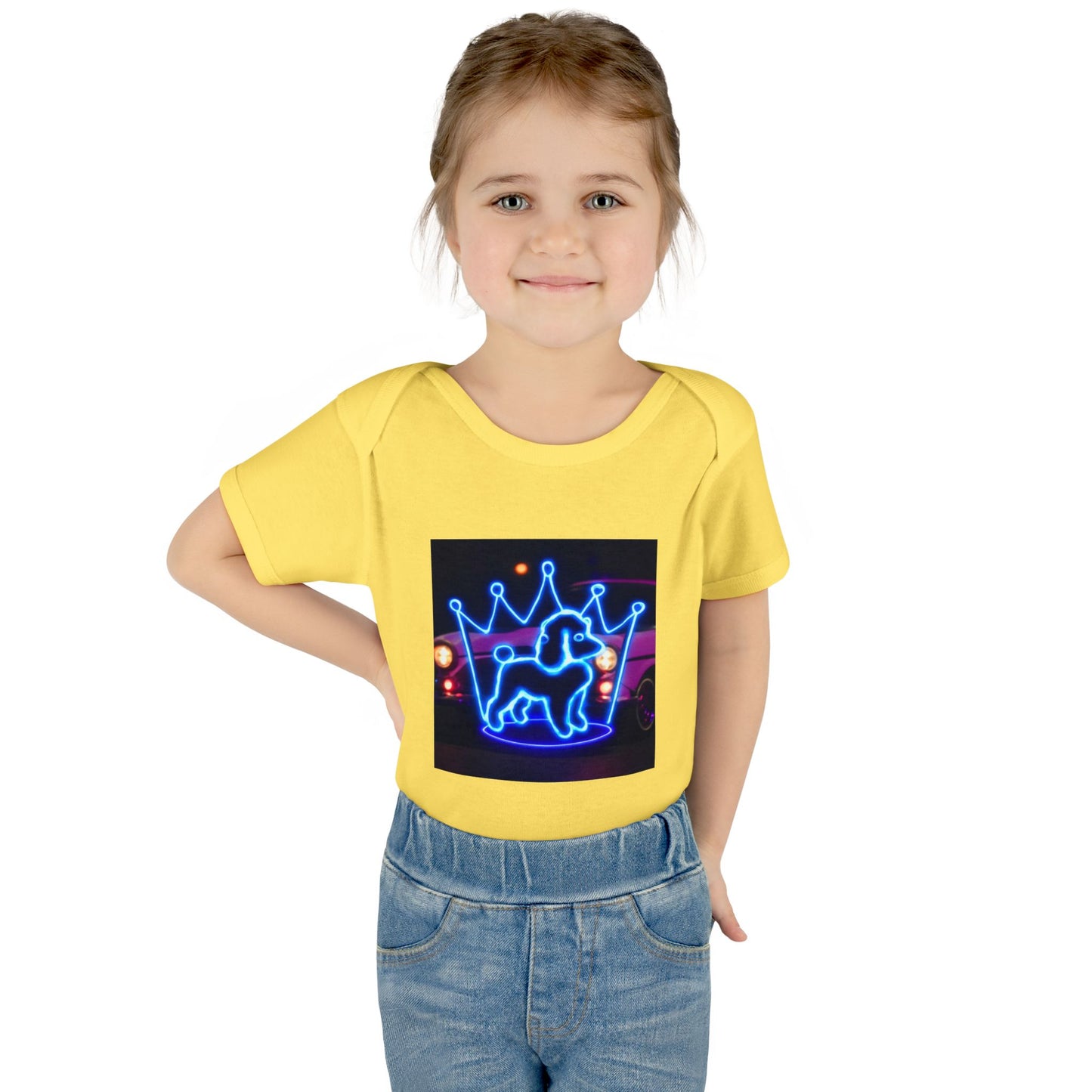 Neon Dog Crown Baby Bodysuit, Cute Infant Outfit, Baby Shower Gift, Newborn Clothes, Pet Lover Apparel, Birthday Gift for Baby