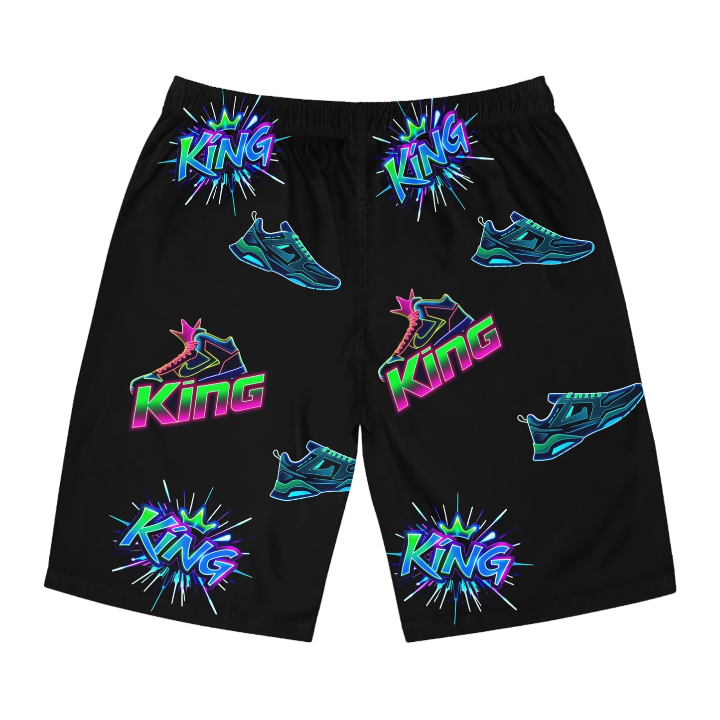 Vibrant Men's Board Shorts - King Design, Summer Beachwear, Vacation Essentials, Gift for Him,  Swimwear, Stylish Activewear