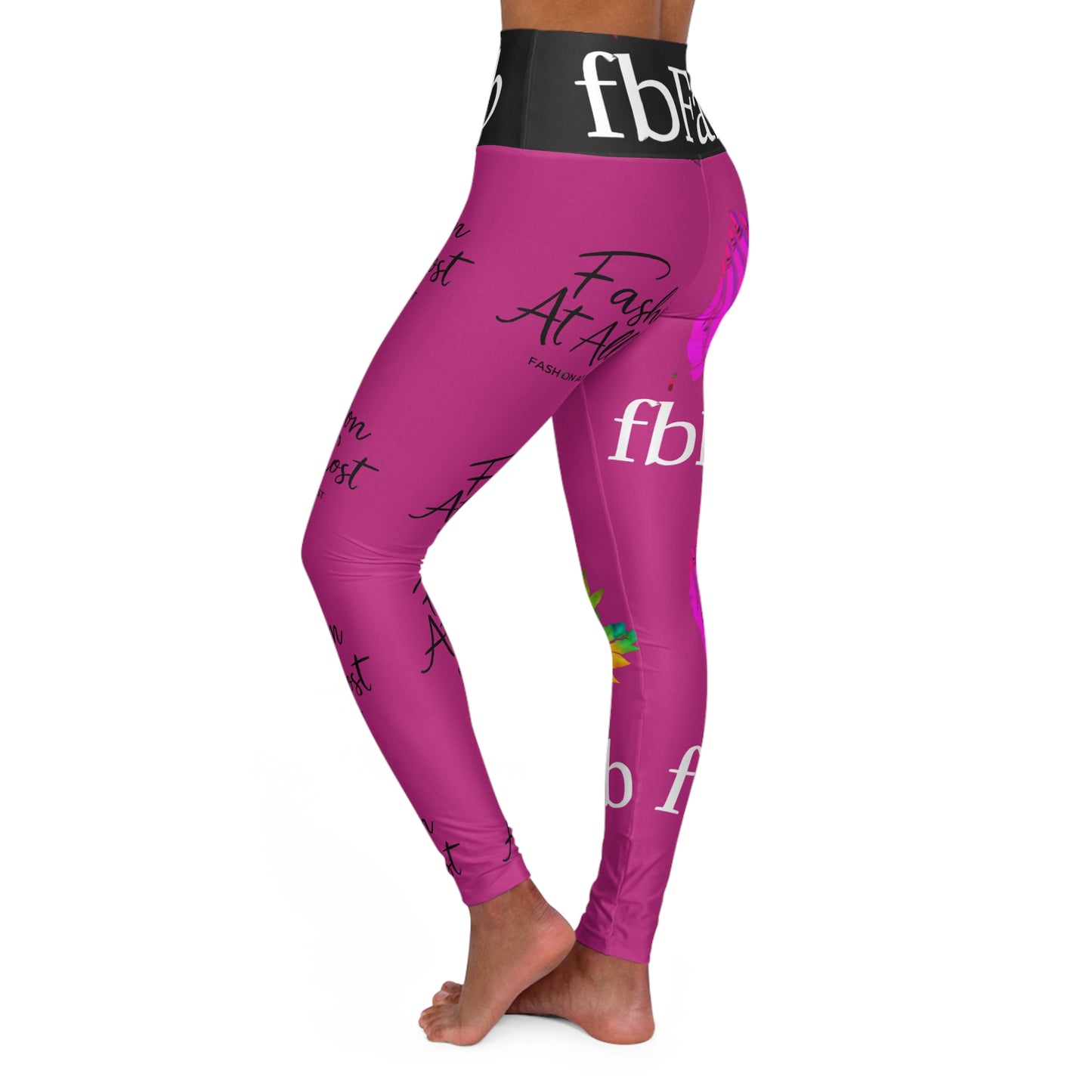 High-Waisted Yoga Leggings — Fashion At All Costs Floral Logo Print