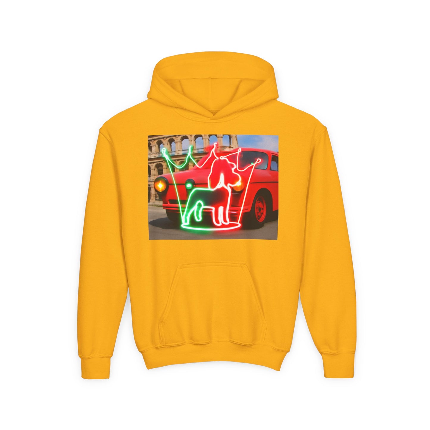 Youth Hooded Sweatshirt with Neon Pet Design, Cozy Pullover, Perfect for Dog Lovers, Birthday Gift, Fun Casual Wear, Gift for Kids, [...]