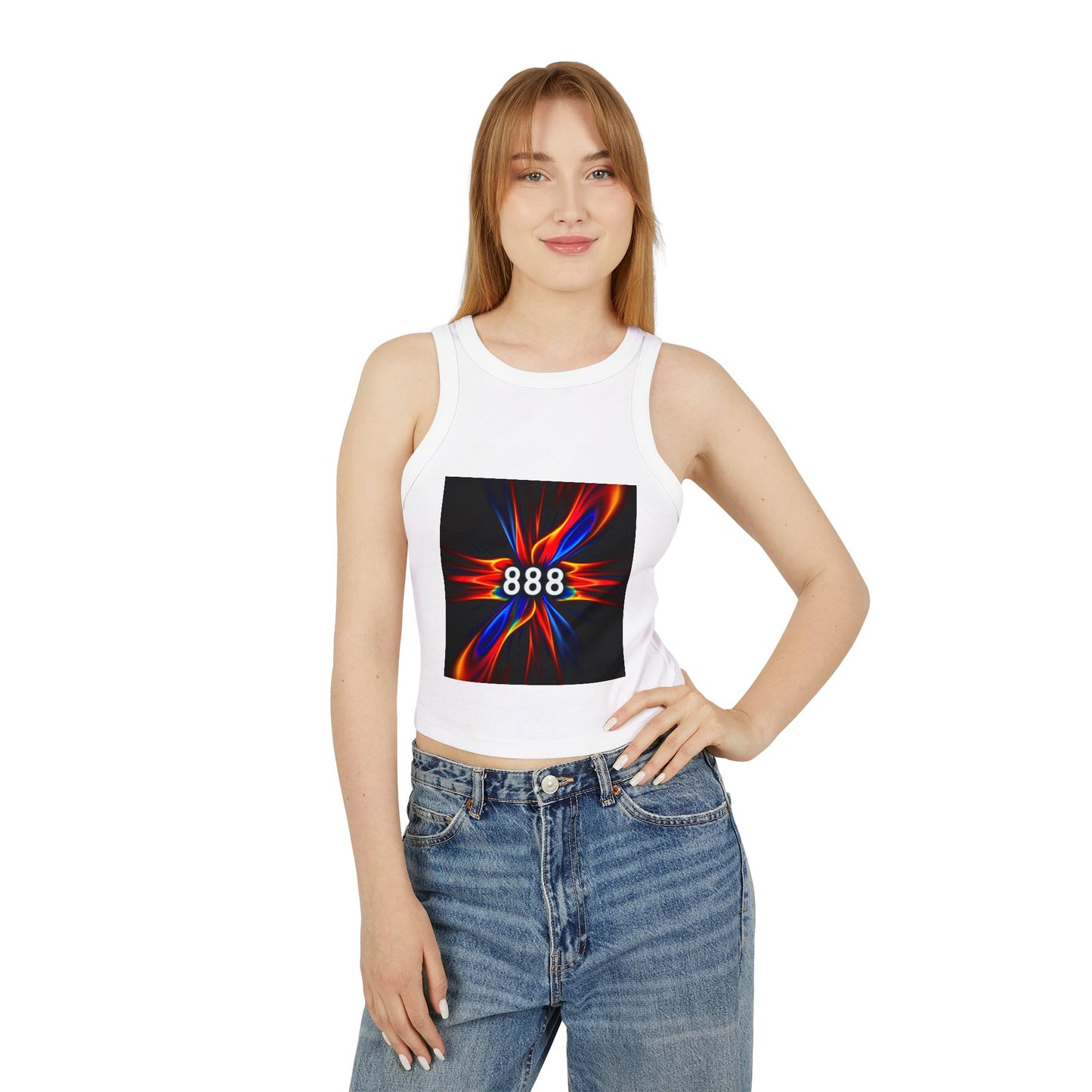 Racer Tank Top — Vibrant 888 & Goddess Graphic Crop Tank for Women