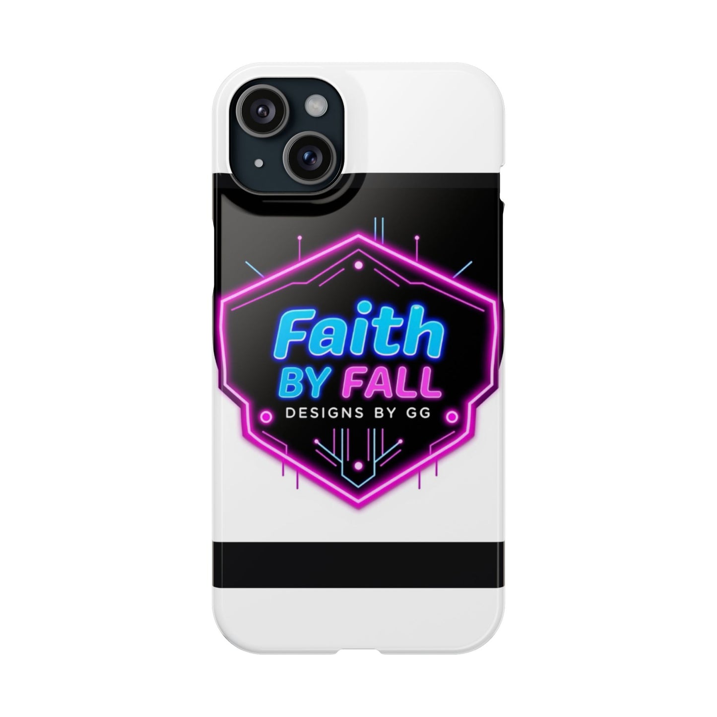 Faith by Fall Slim Phone Case - Neon Design for Tech Enthusiasts