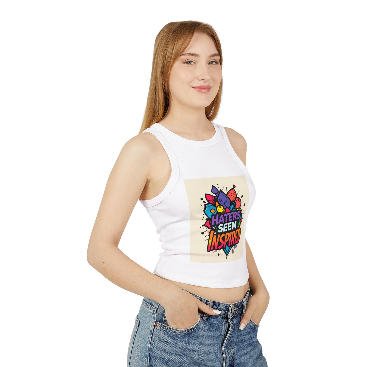 Inspirational Women's Micro Rib Racer Tank Top, Trendy Crop Top, Summer Style, Motivational Apparel, Gift for Her, Workout Gear