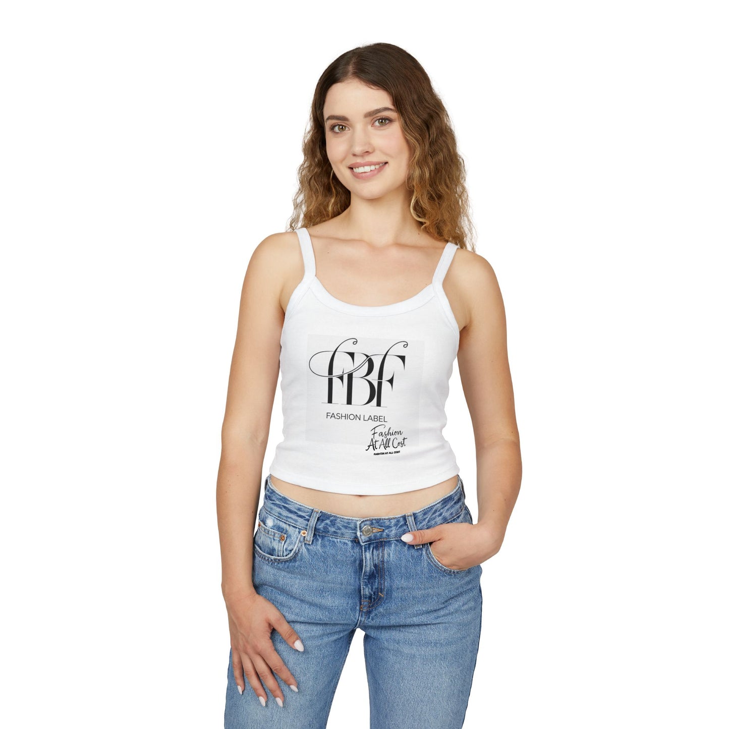 Chic Spaghetti Strap Tank Top - Fashion Label Graphic