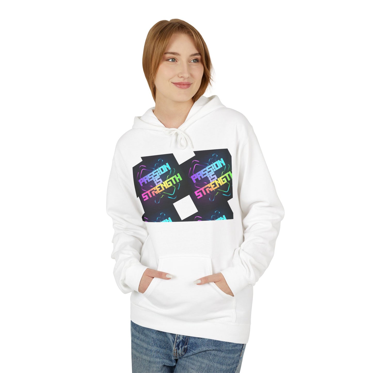 Passion is Strength Graphic Hoodie — Retro Rainbow Tombstone Design