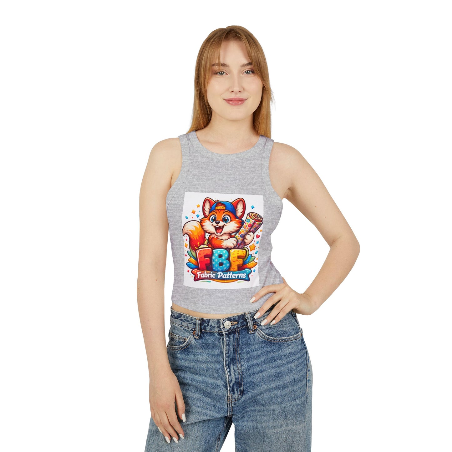 Fox Fabric Designer Tank — “Faith By Fall” Cute Cartoon Fox Racerback Tank Top