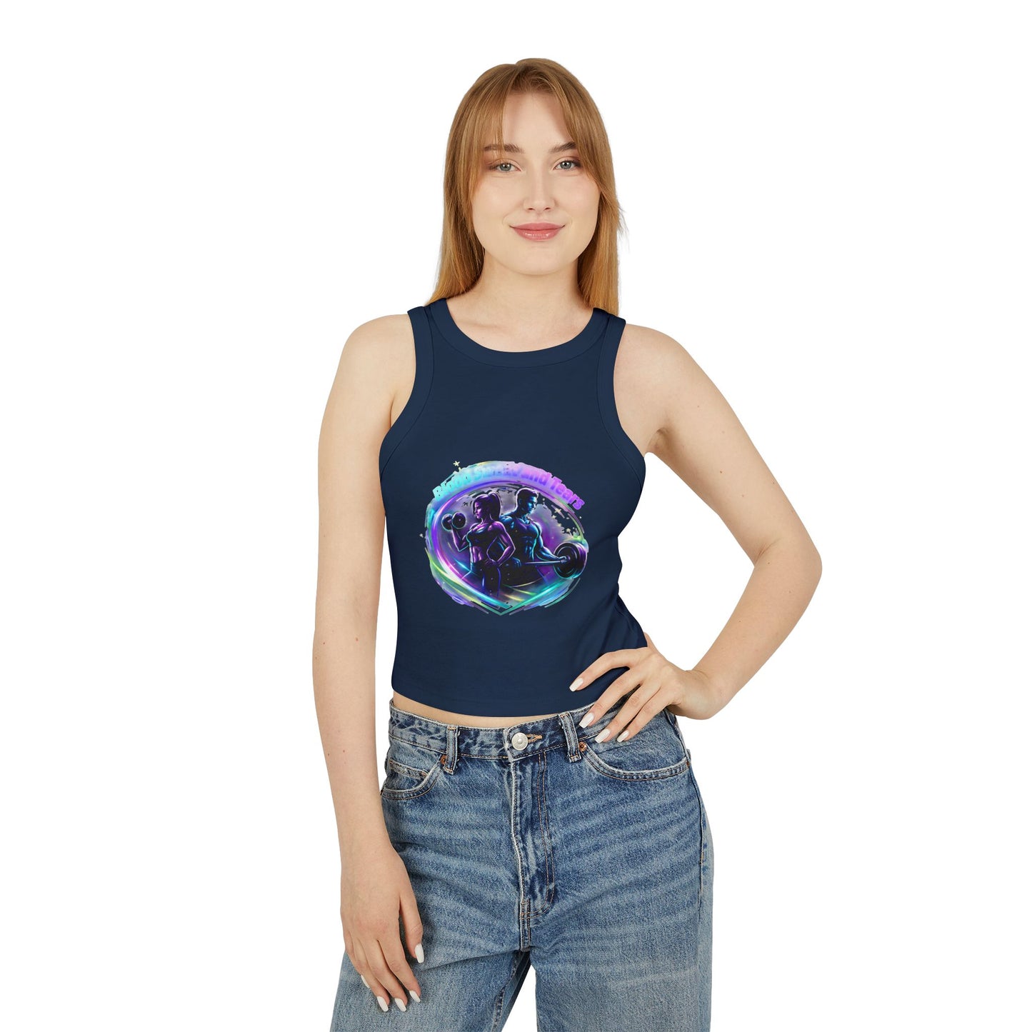 Fitness Racer Tank Top — 'FBF' Weightlifting Graphic Women's Micro Rib Tank